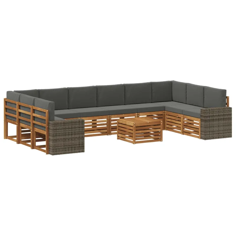 Lauko sofos komplektas 11 pcs Natūralus ir antracitas