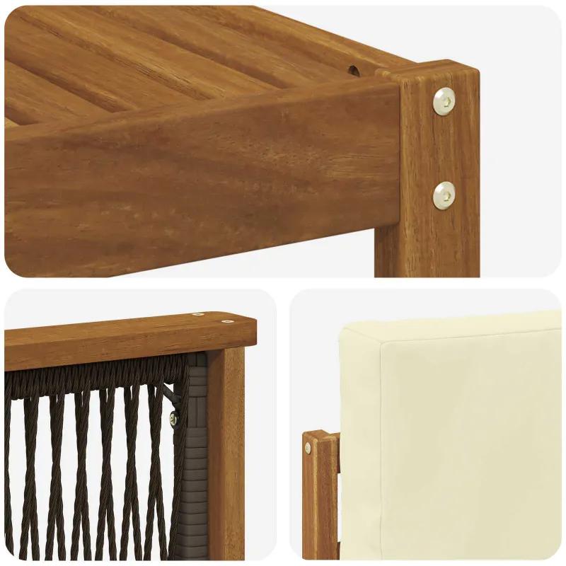 Lauko sofos komplektas su pagalve 4 pcs Natūralus ir grietinėlė