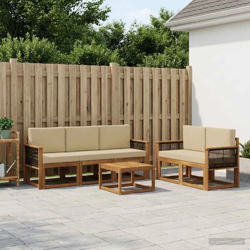 Lauko sofos komplektas su pagalve 6 pcs