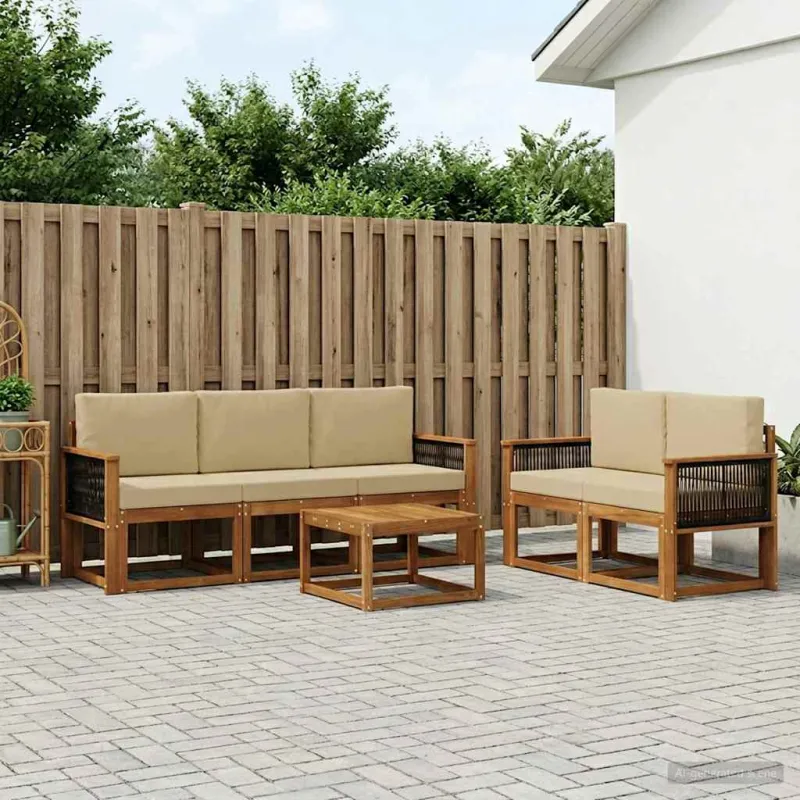 Lauko sofos komplektas su pagalve 6 pcs