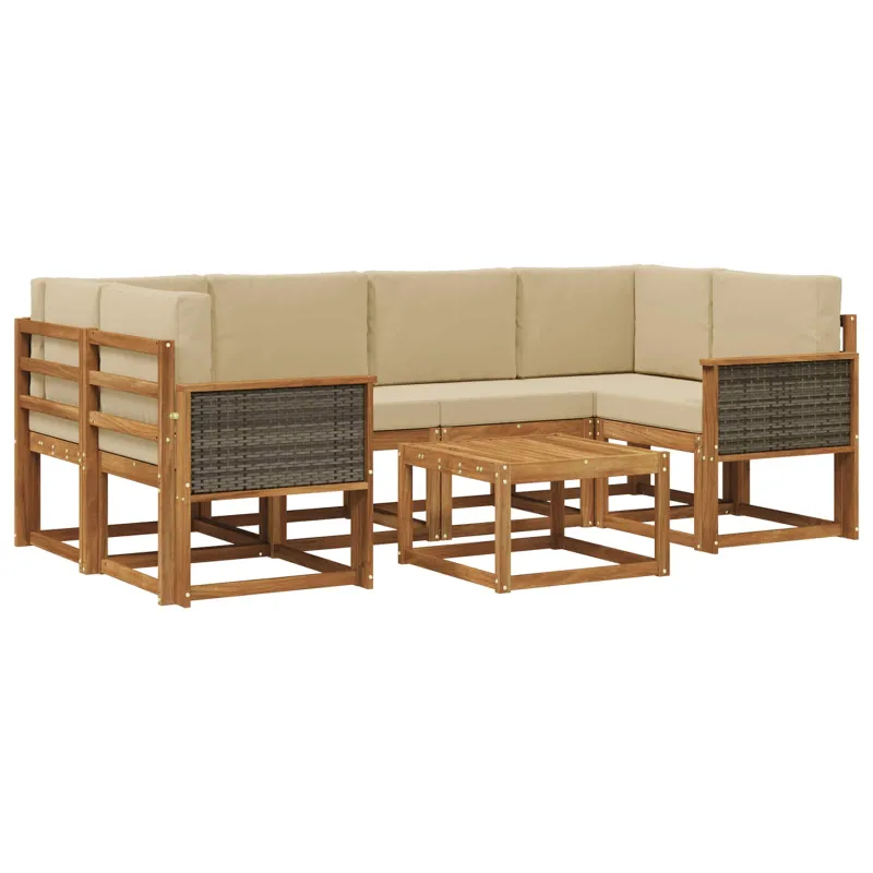 Lauko sofos komplektas su pagalve 5 pcs Natūrali