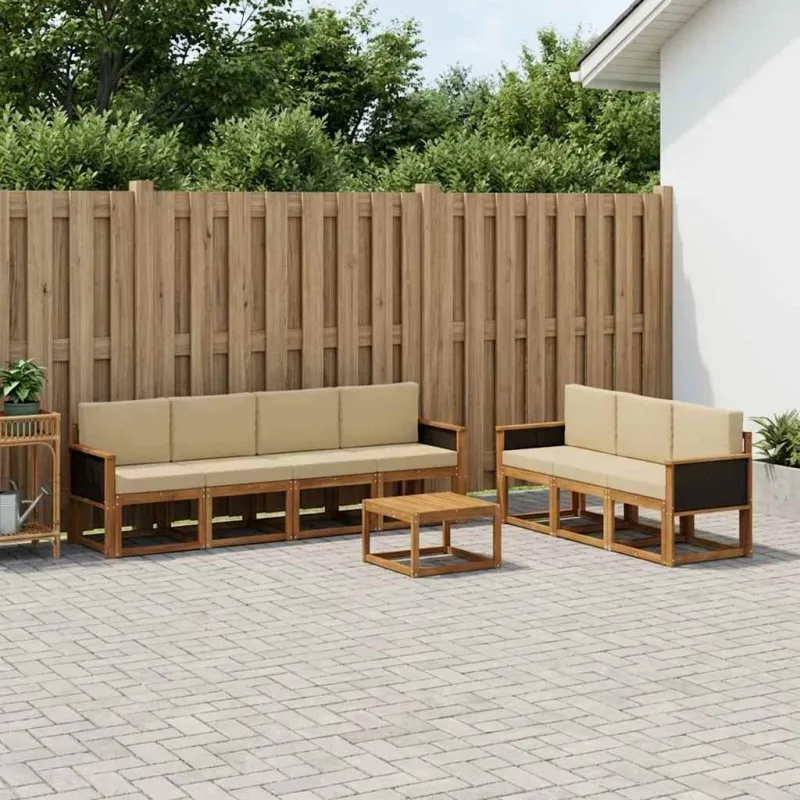 Lauko sofos komplektas su pagalve 7 pcs Natūrali