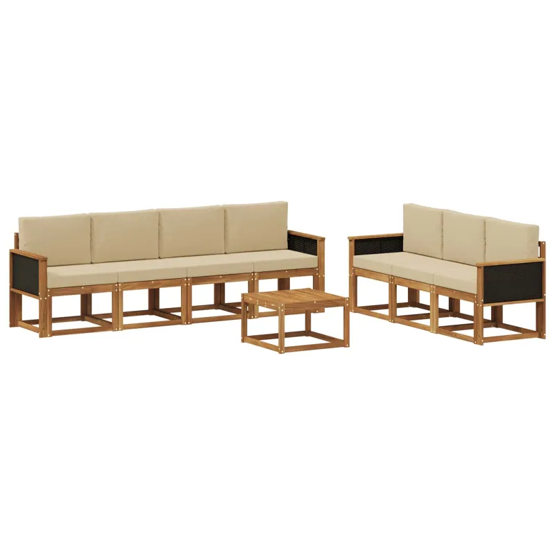 Lauko sofos komplektas su pagalve 7 pcs Natūrali