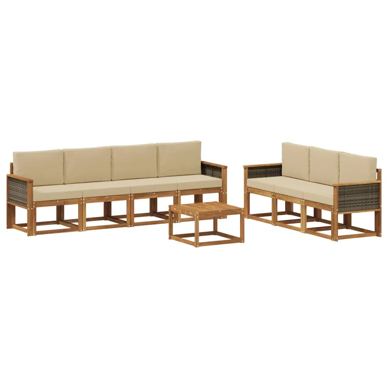Lauko sofos komplektas su pagalve 7 pcs Natūrali
