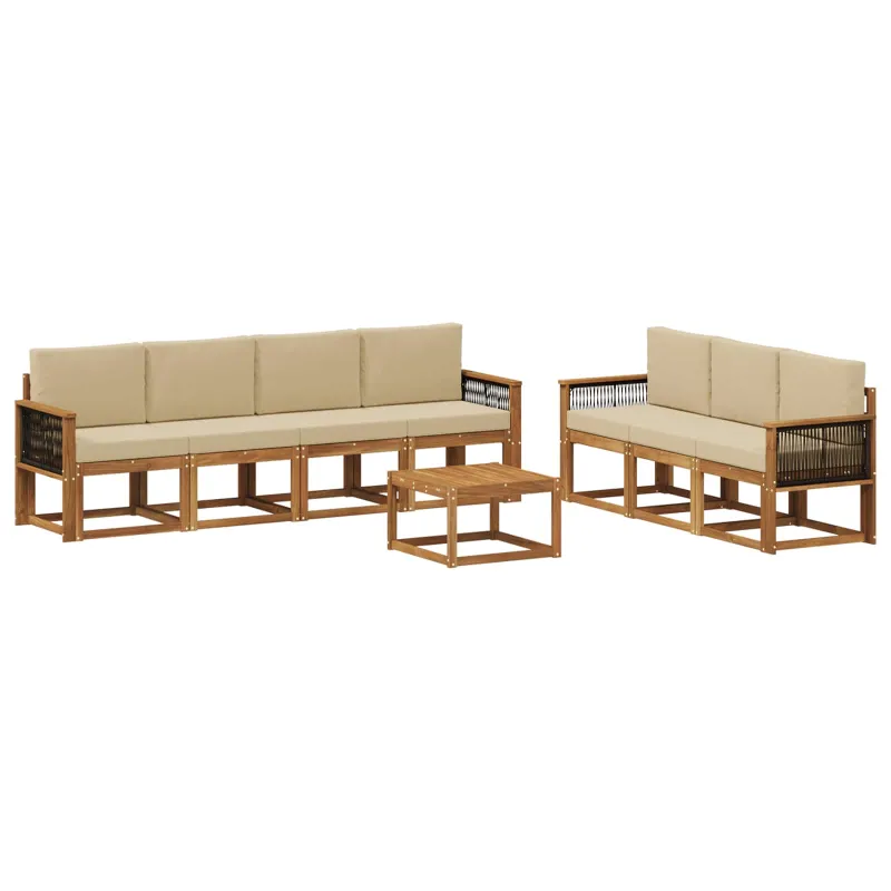 Lauko sofos komplektas su pagalve 7 pcs Natūrali