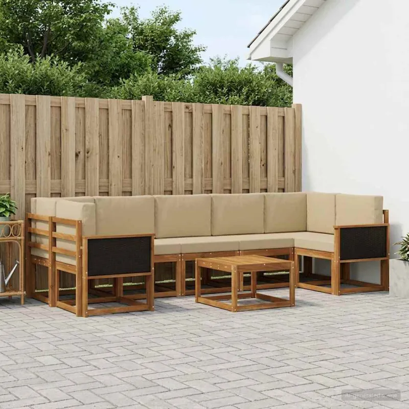 Lauko sofos komplektas su pagalve 6 pcs