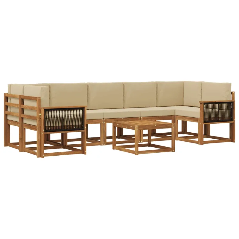 Lauko sofos komplektas su pagalve 6 pcs Natūrali