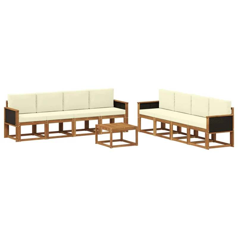 Lauko sofos komplektas su pagalve 7 pcs Natūralus ir grietinėlė