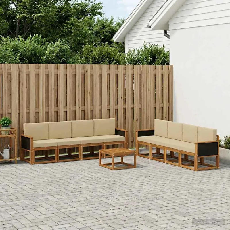 Lauko sofos komplektas su pagalve 7 pcs Natūrali