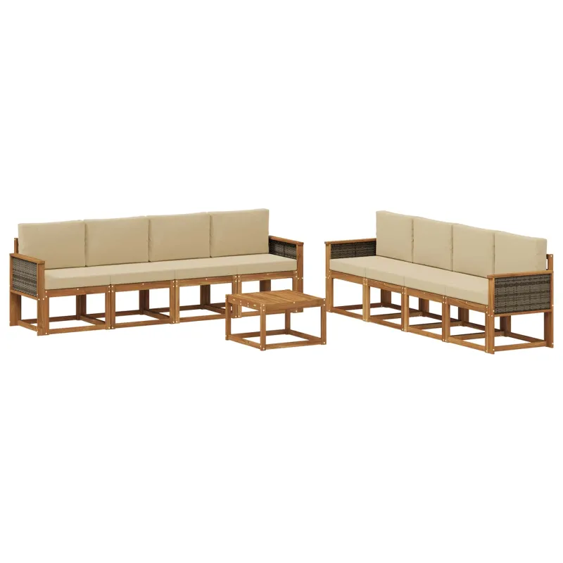 Lauko sofos komplektas su pagalve 7 pcs Natūrali