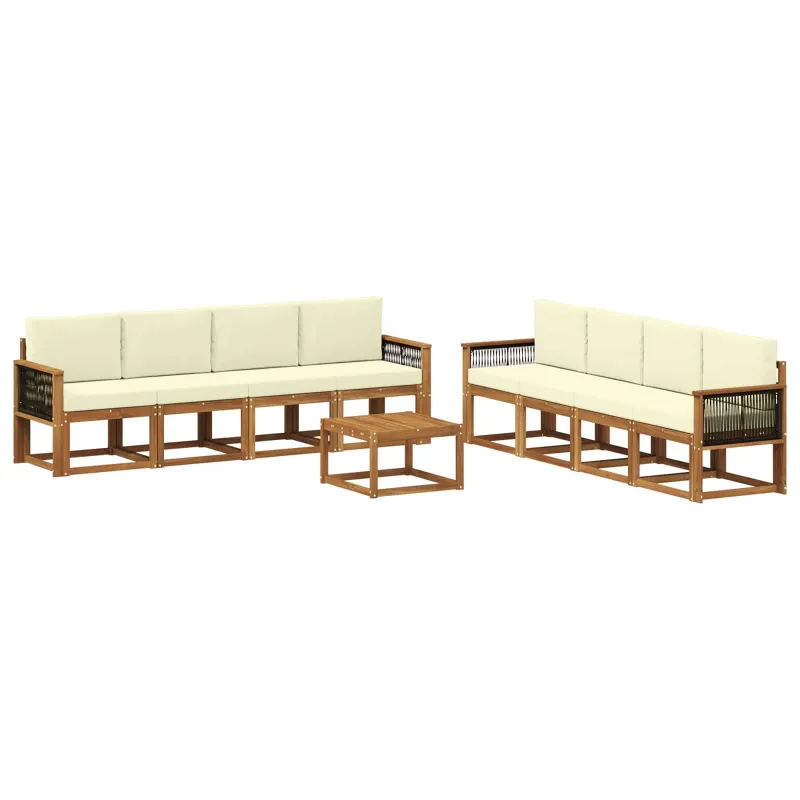 Lauko sofos komplektas su pagalve 7 pcs Natūralus ir grietinėlė