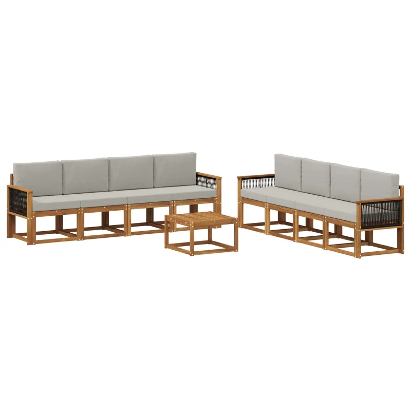 Lauko sofos komplektas 7 pcs Natūrali ir šviesiai pilka