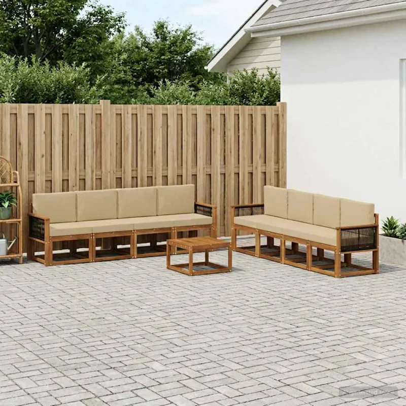 Lauko sofos komplektas su pagalve 7 pcs Natūrali
