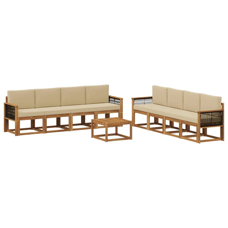 Lauko sofos komplektas su pagalve 7 pcs Natūrali