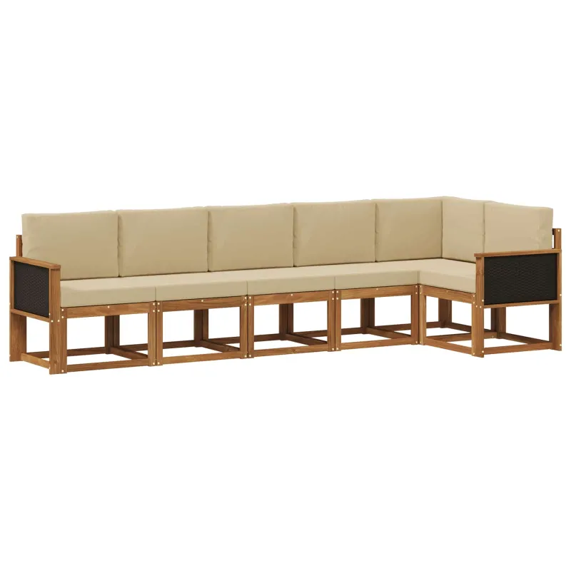 Lauko sofos komplektas 6 pcs Natūralus ir bežinis Poliesteris