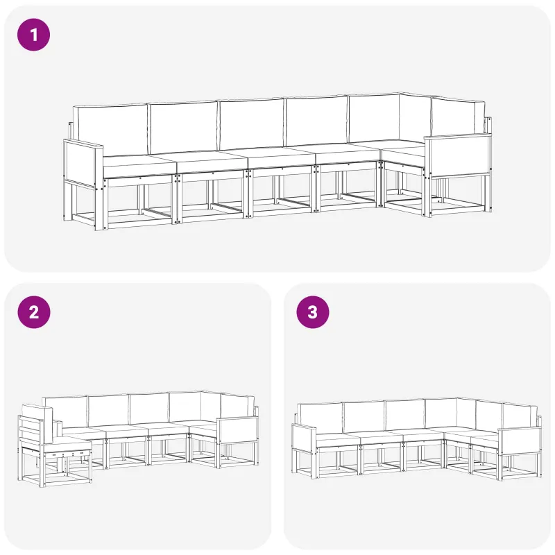 Lauko sofos komplektas 6 pcs Natūralus ir bežinis Poliesteris