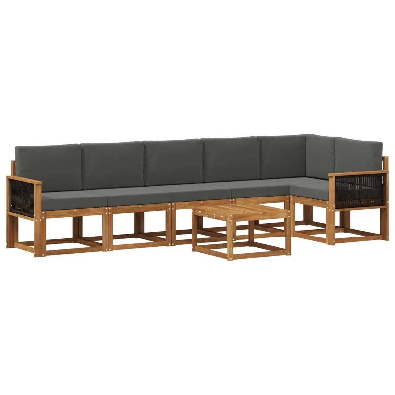 Lauko sofos komplektas su pagalve 7 pcs Natūralus ir antracitas