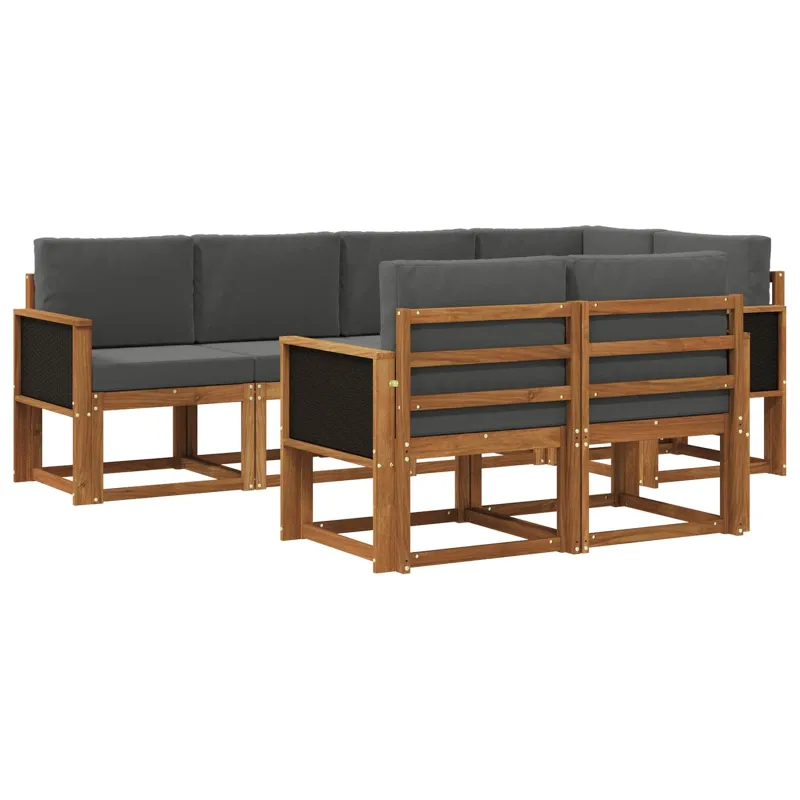 Lauko sofos komplektas su pagalve 7 pcs Natūralus ir antracitas