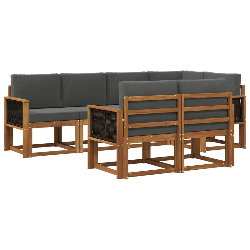 Lauko sofos komplektas su pagalve 7 pcs Natūralus ir antracitas