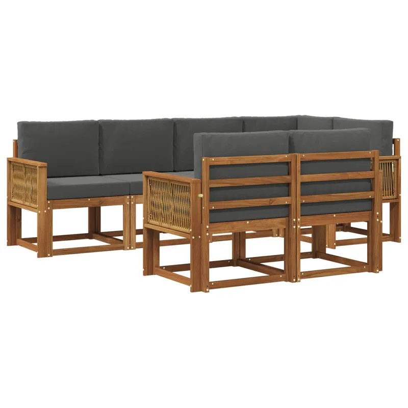 Lauko sofos komplektas su pagalve 7 pcs Natūralus ir antracitas