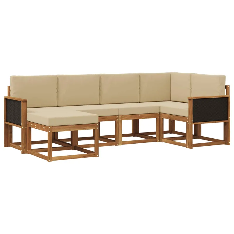Lauko sofos komplektas 6 pcs Natūralus ir bežinis