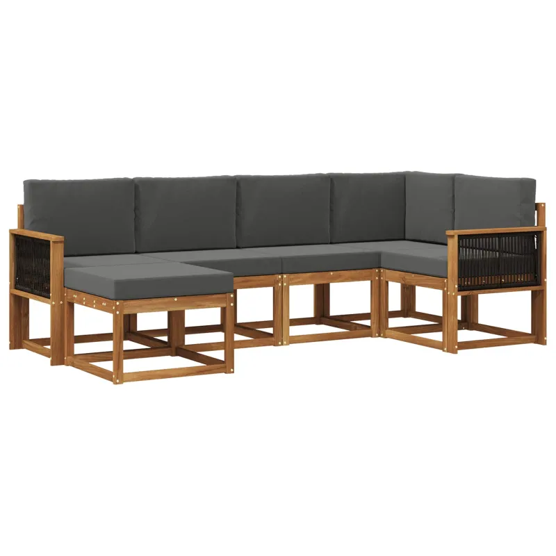 Lauko sofos komplektas 6 pcs Natūralus ir antracitas