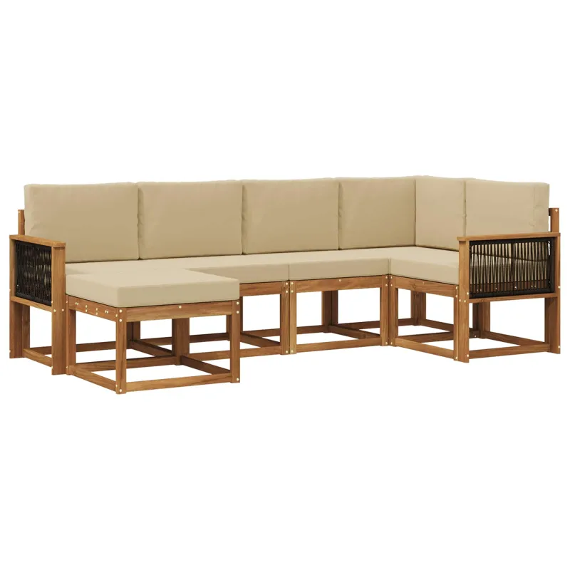Lauko sofos komplektas 6 pcs Natūralus ir bežinis