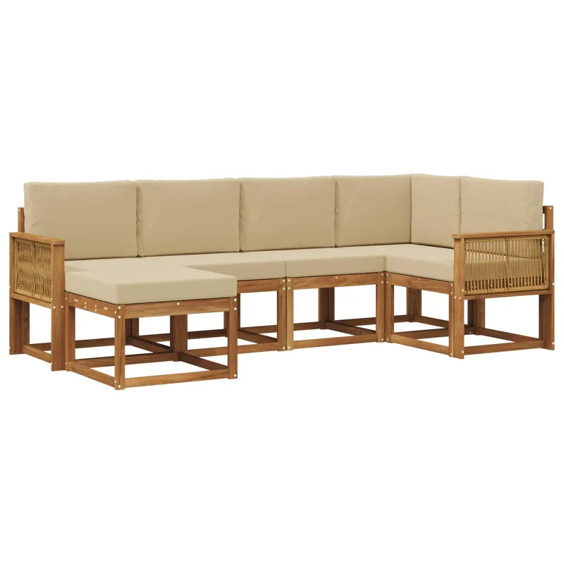 Lauko sofos komplektas 6 pcs Natūralus ir bežinis Poliesteris