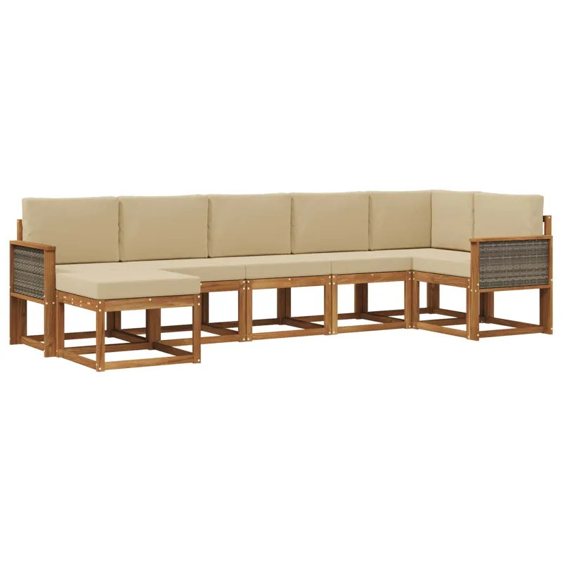 Lauko sofos komplektas 7 pcs Natūralus ir bežinis Poliesteris