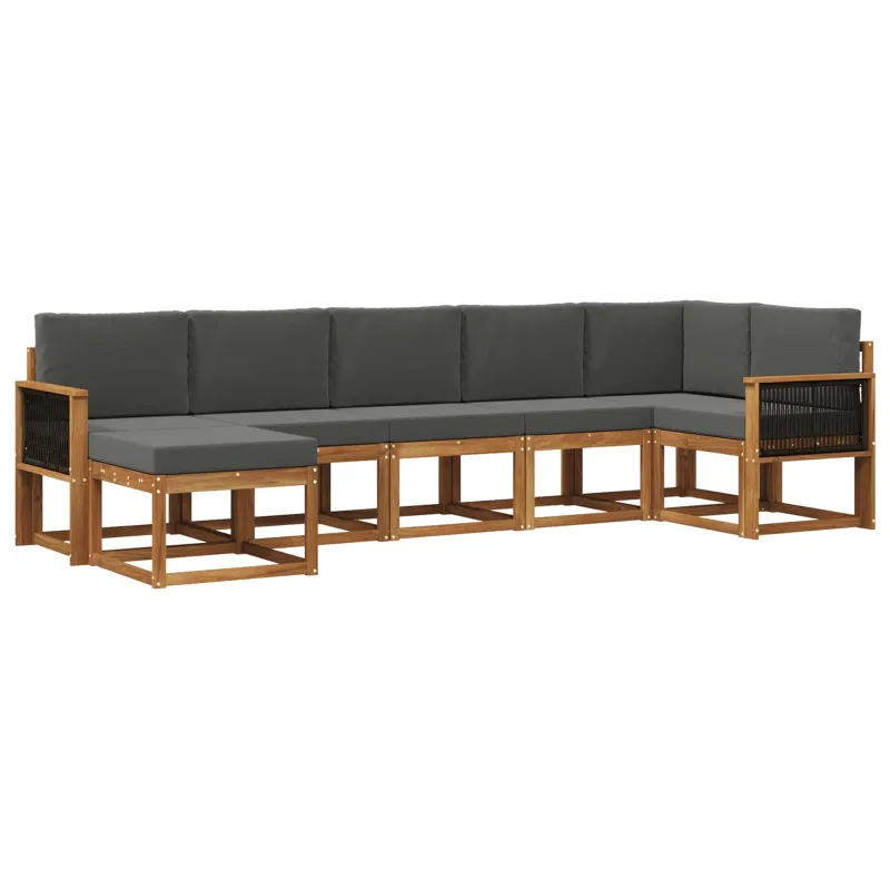Lauko sofos komplektas su pagalve 7 pcs Natūralus ir antracitas