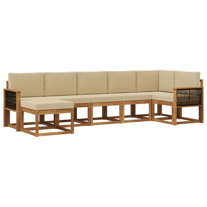 Lauko sofos komplektas 7 pcs Natūralus ir bežinis Poliesteris