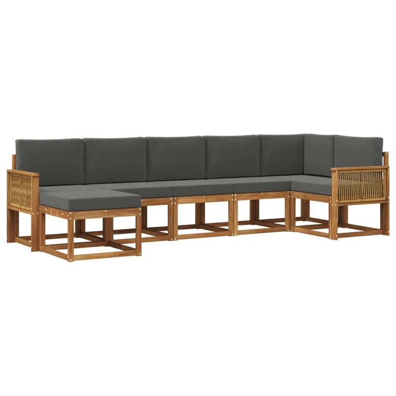 Lauko sofos komplektas su pagalve 7 pcs Natūralus ir antracitas
