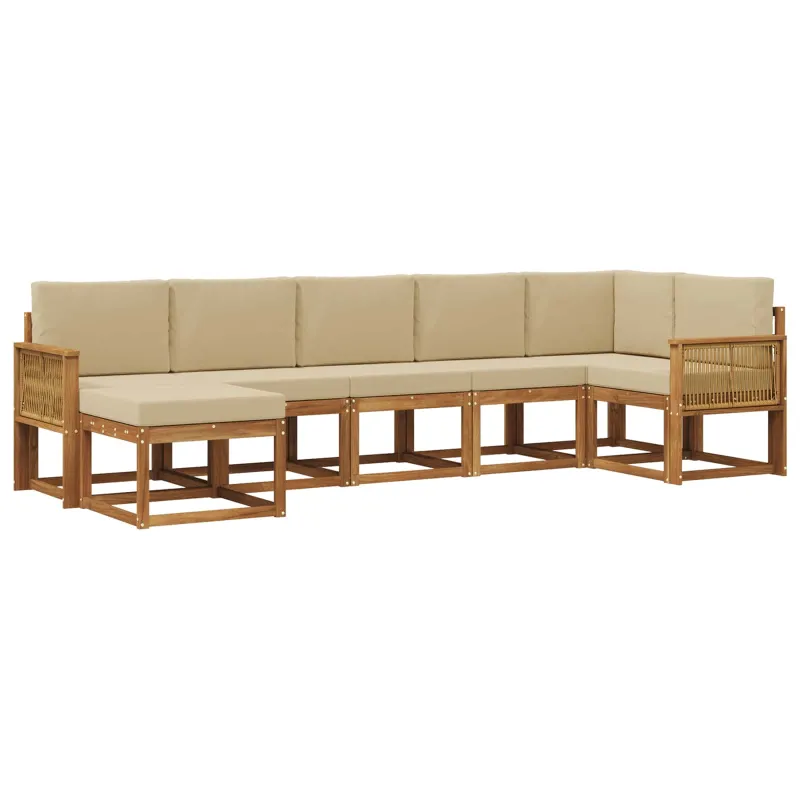 Lauko sofos komplektas 7 pcs Natūralus ir bežinis Poliesteris