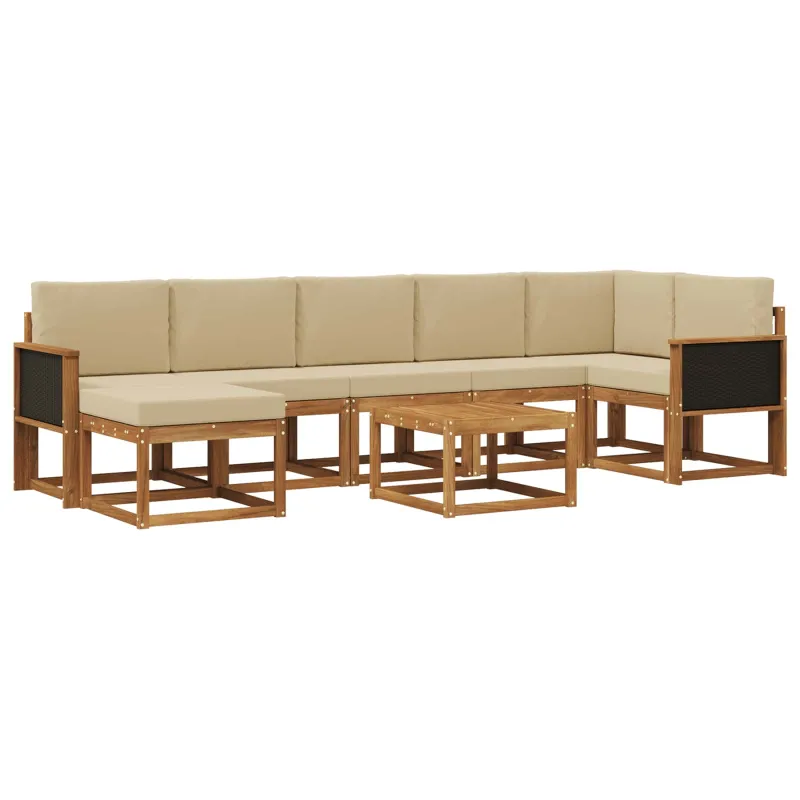 Lauko sofos komplektas 8 pcs Natūralus ir bežinis Poliesteris