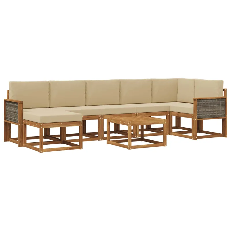 Lauko sofos komplektas 8 pcs Natūralus ir bežinis Poliesteris