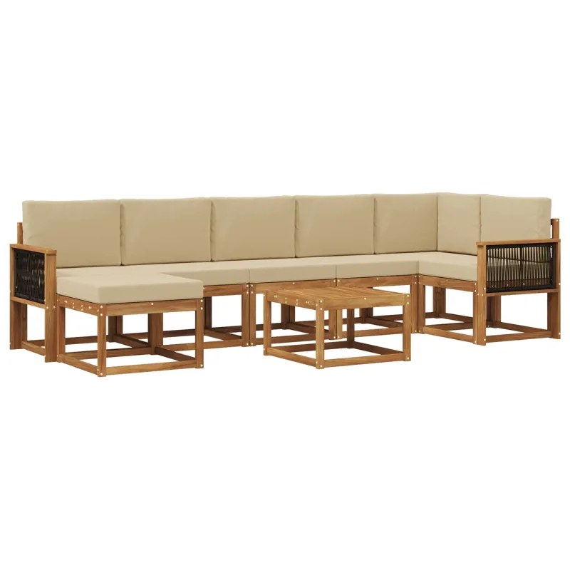 Lauko sofos komplektas 8 pcs Natūralus ir bežinis Poliesteris