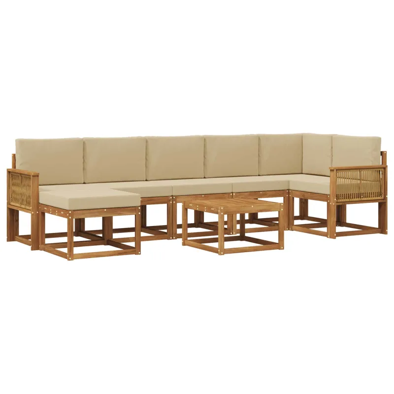 Lauko sofos komplektas 8 pcs Natūralus ir bežinis Poliesteris