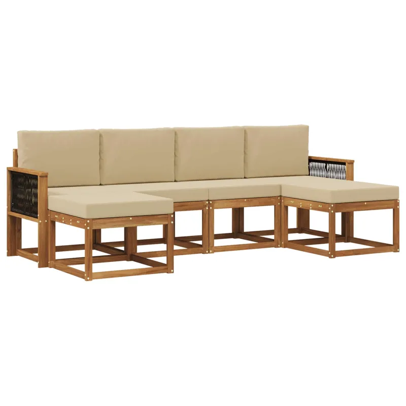 Lauko sofos komplektas 6 pcs Natūralus ir bežinis Poliesteris