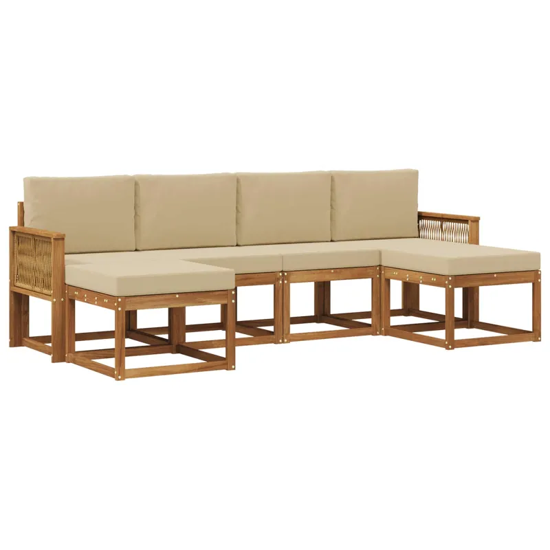 Lauko sofos komplektas 6 pcs Natūralus ir bežinis Poliesteris