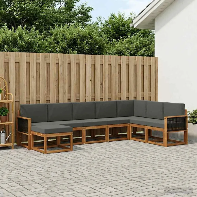 Lauko sofos komplektas 8 pcs Natūralus ir antracitas