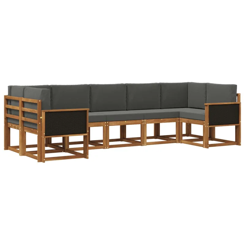 Lauko sofos komplektas su pagalve 7 pcs Natūralus ir antracitas