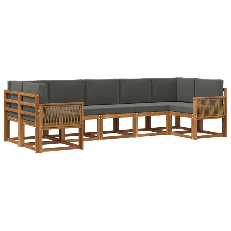 Lauko sofos komplektas su pagalve 7 pcs Natūralus ir antracitas
