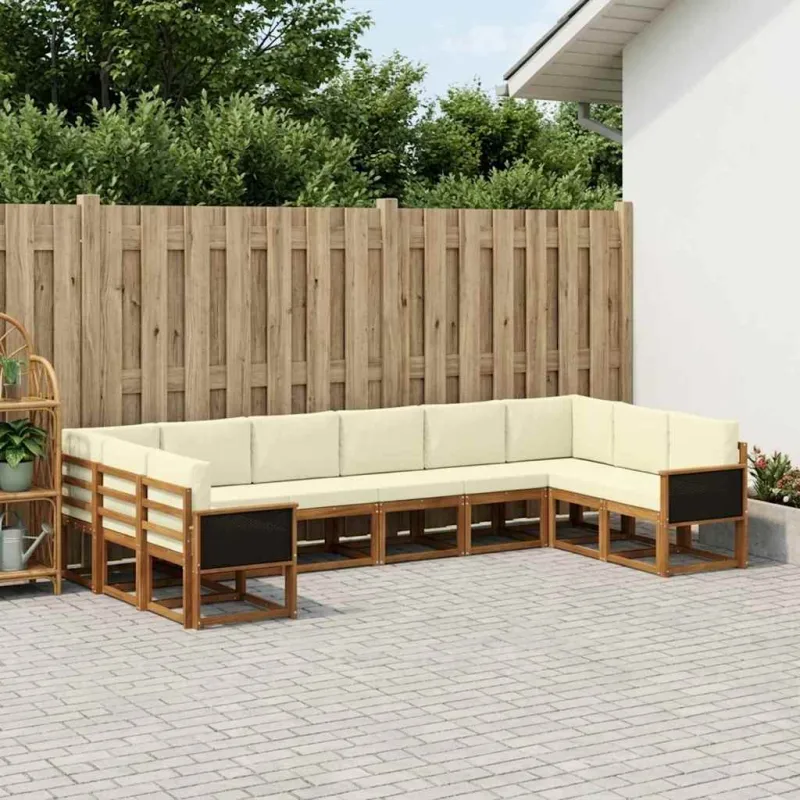 Lauko sofos komplektas 10 pcs Natūralus ir grietinėlė