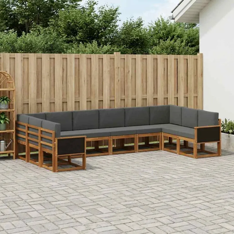 Lauko sofos komplektas 10 pcs Natūralus ir antracitas