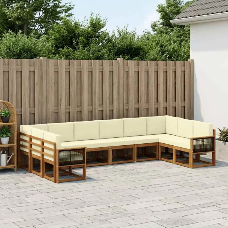 Lauko sofos komplektas 10 pcs Natūralus ir grietinėlė