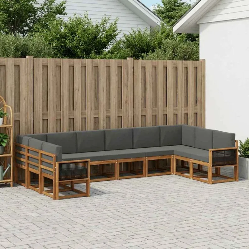 Lauko sofos komplektas 10 pcs Natūralus ir antracitas