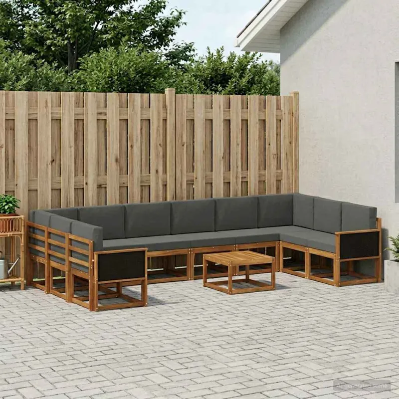 Lauko sofos komplektas 11 pcs Natūralus ir antracitas