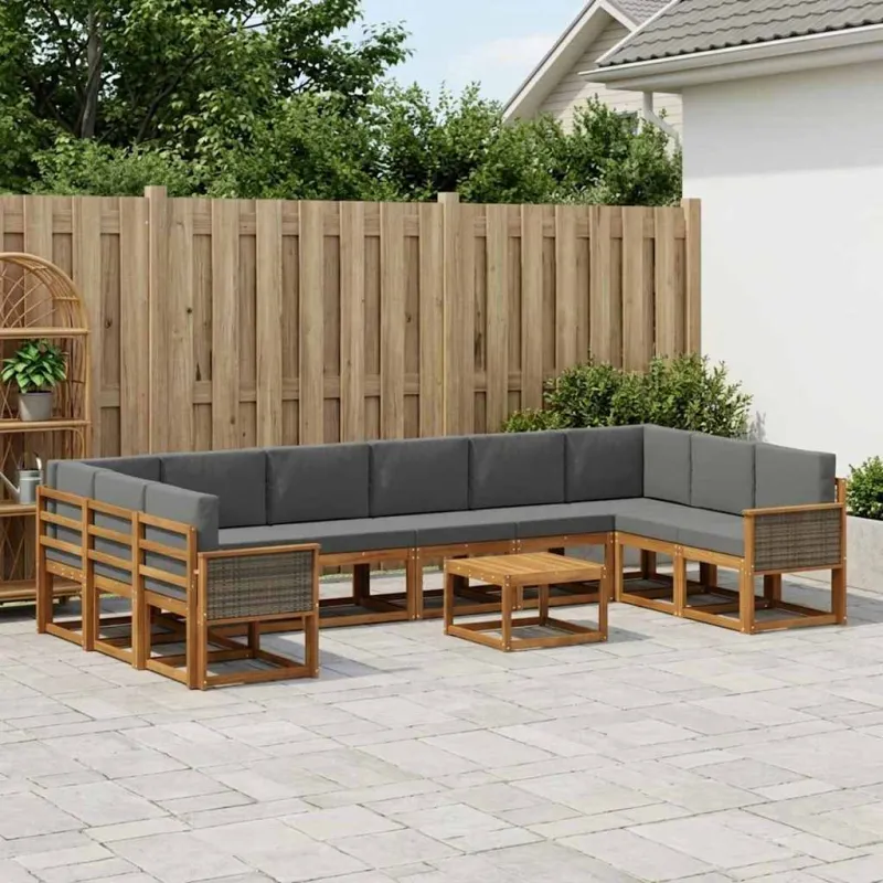 Lauko sofos komplektas 11 pcs Natūralus ir antracitas