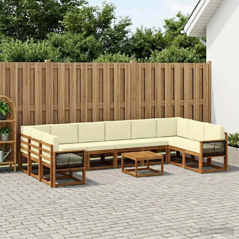 Lauko sofos komplektas 11 pcs Natūralus ir grietinėlė