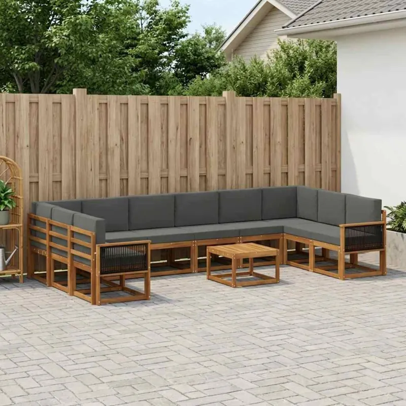 Lauko sofos komplektas 11 pcs Natūralus ir antracitas